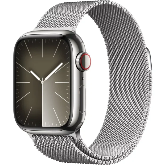 Montre connectée Apple watch Serie 9 Cellular41mm Acier/Argent Milanais Argent Loop – Image 1