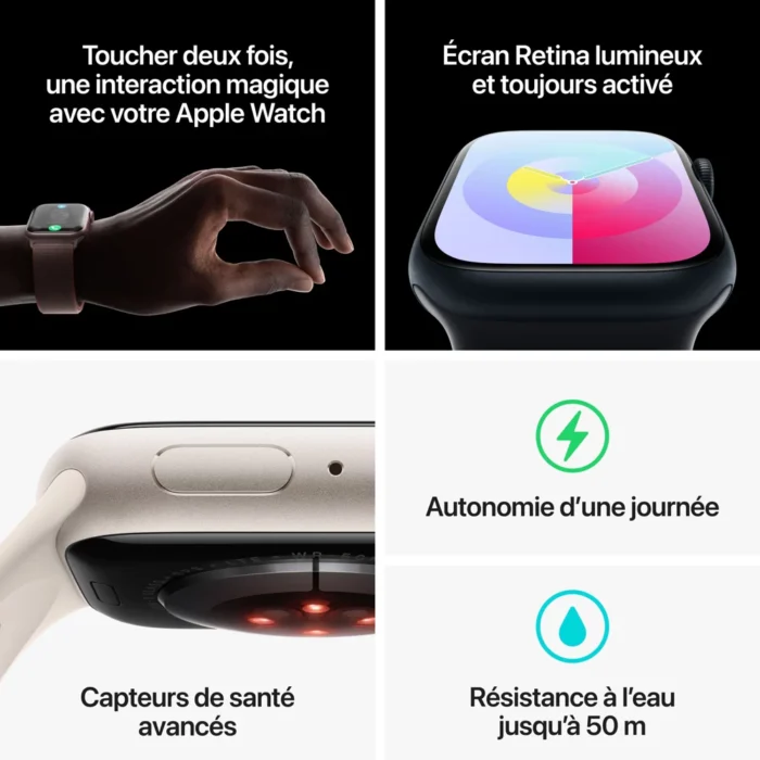 Montre connectée Apple watch Serie 9 Cellular41mm Acier/Argent Milanais Argent Loop – Image 5