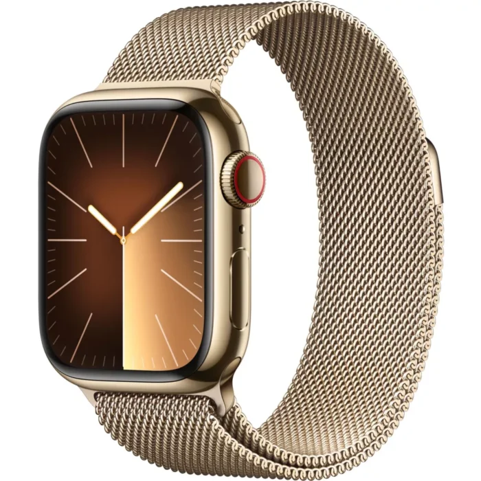 Montre connectée Apple watch Serie 9 Cellular 41mm Acier/Or Milanais Loop – Image 1