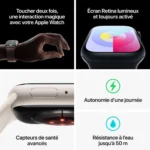 Montre connectée Apple watch Serie 9 Cellular 41mm Acier/Or Milanais Loop – Image 5