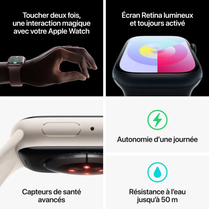 Montre connectée Apple watch Serie 9 Cellular 41mm Acier/Or Milanais Loop – Image 5